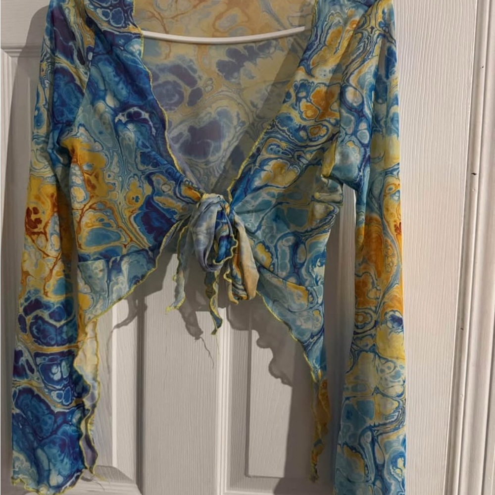 Colorful Tie-Front Women's Top